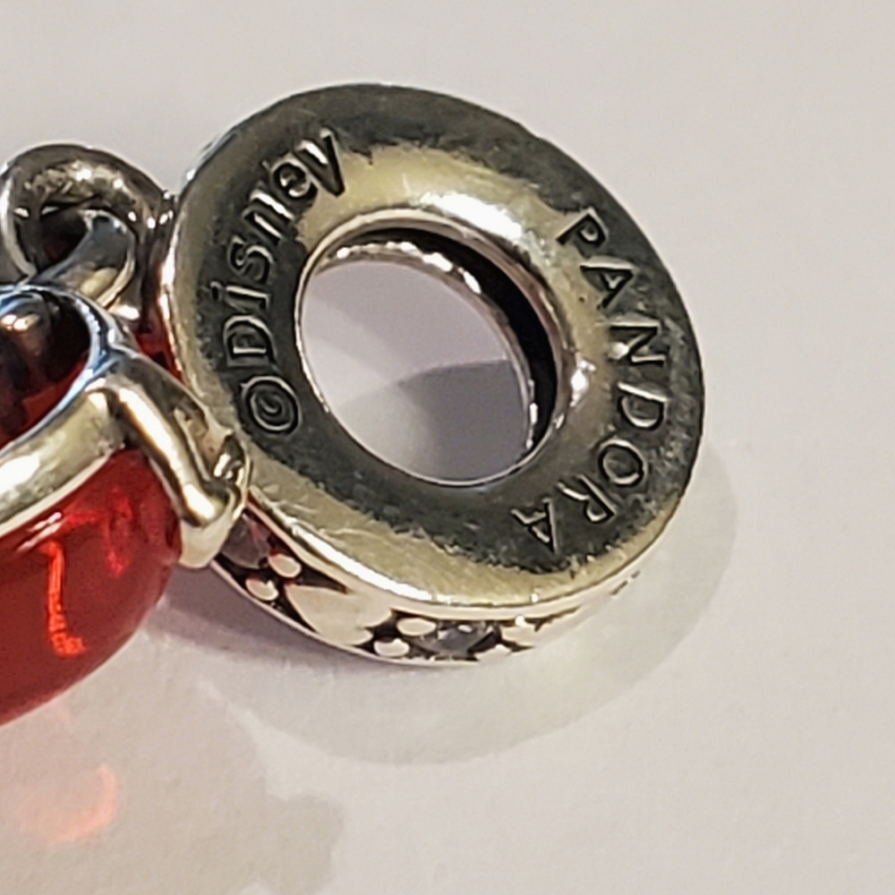 Authentic NEW Pandora Disney Mickey & Minnie Mouse Kiss Red Murano Glass Dangle - Picture 3 of 9